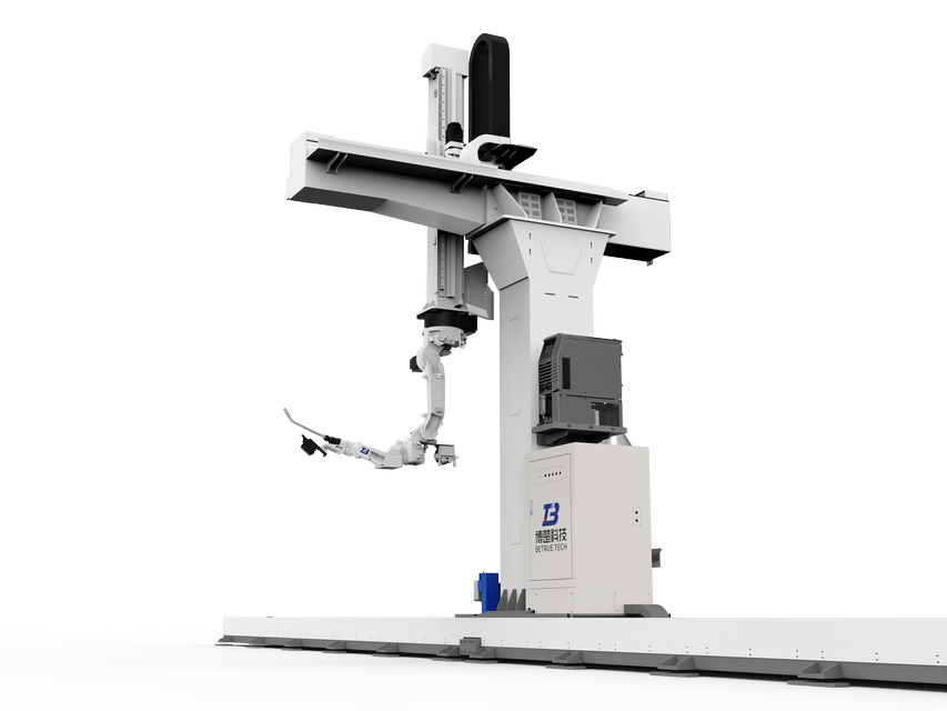 Esta&ccedil;&atilde;o de trabalho de soldagem rob&oacute;tica montada em trilho de 9 eixos com cantilever